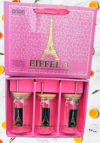 Transparent Eiffel 3 Piece Glass Sipper Set, Feature : Fine Finishing, Leak Proof