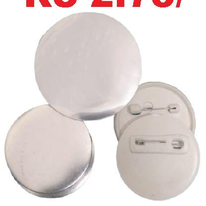 Round 58mm White Plastic Promotional Button Badge, For Garments, Style : Non Magnetic