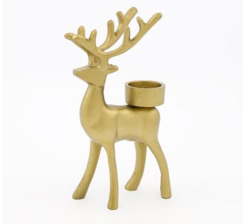 Golden Dear Single Tealight Candle Holder, For Home Decoration, Gifting, Packaging Type : Carton Box