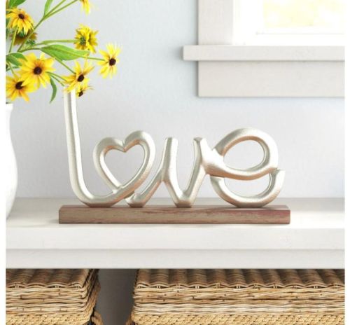 Polished Metal Silver Love Sculpture, For Interior Decor, Gifting, Size : Multisize