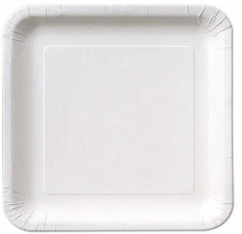 White 12 Inch Disposable Square Paper Plate, For Party, Snacks, Feature : Eco-Friendly