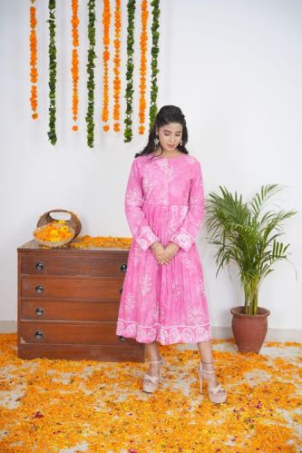 Ladies Printed Cotton Anarkali Kurta, Size : S-XXL