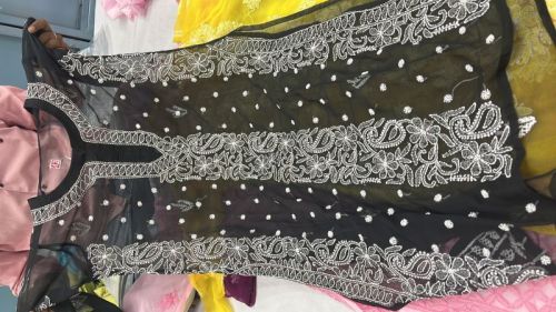 Chikan Embroidered Kurta, Size : L, S, XL, XXL