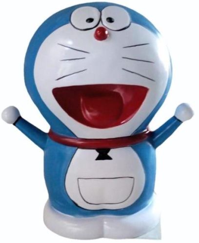 Multicolor Fiberglass Doremon Fiber Statue