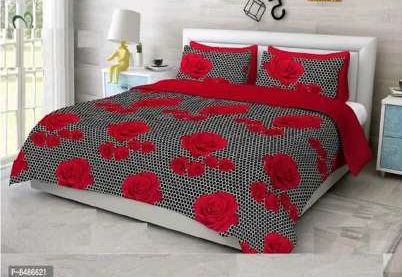 Stylish Fancy 3D Printed Polycotton Double Bedsheet With Pillow Covers