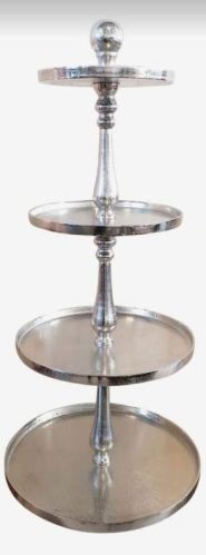 Grey Round Polished Stainless Steel Four Tier Fruit Stand, Size : Standard