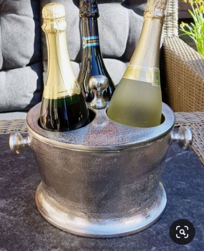 Silver Polished Metal Wine Bottle Holder