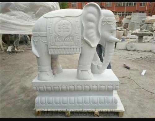 White Marble Elephant, For Garden, Office