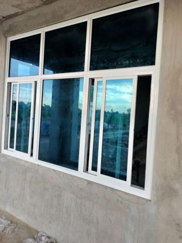 White Rectangular Plain Painted Aluminium Window