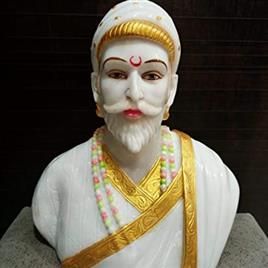 Printed Paint Coating White Rajnagar Marble Chhatrapati Shivaji Maharaj Statue, For Home Decoration