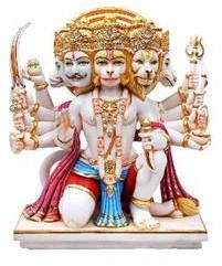 Mulit Colour Printed Marble Panchmukhi Hanuman Ji Statue, For Home, Office, Temple, Size : 3.5 Feet