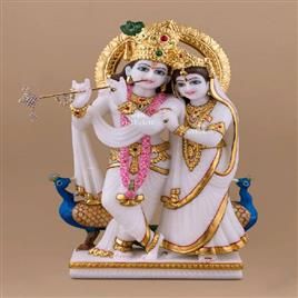 Mulit Colour Radha Krishna Jugal Jodi Statue, For Temple, Home, Office, Size : 2 Feet