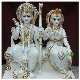 Mulit Colour Printed Marble RAM Sita Statue, For Home, Gifting, Temple, Packaging Type : Carton Box