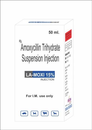 LA-Moxi 15% Amoxicillin Trihydrate Suspension Injection, For Veterinary, Packaging Type : Glass Bottle