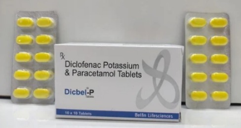 Diclofenac Potassium & Paracetamol Tablets, For Personal, Packaging Size : 10*10