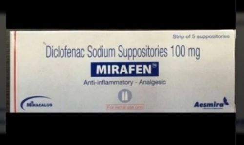 Mirafen Diclofenac Sodium 100mg Suppositories, Packaging Type : Box