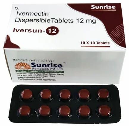 Iversun Ivermectin 12mg Tablet, Packaging Type : Box