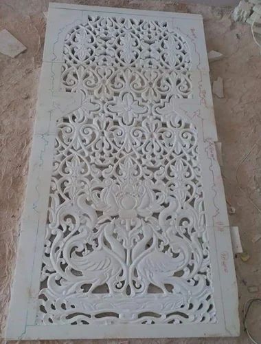 White Rectangular Marble Jali