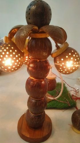 Carved LED Polished Eco-friendly Coconut Floor Lamp, Voltage Rating : 220V