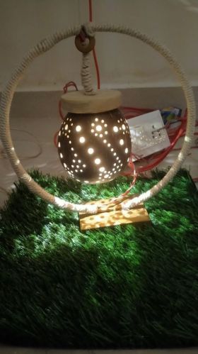 Nandeeshwara Creations Carved Eco-friendly Coconut Table Lamp, For Restaurant, Hotel, Home, Garden, Cafe