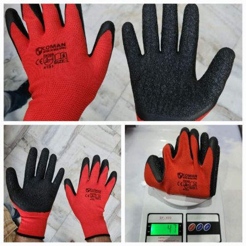 COMAN 45 Gram Latex Coated Gloves, Size : Free Size