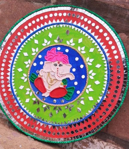 Ganesha Lippan Art Wall Decor, Size : Customized, 12*12 Inch