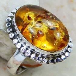 Sterling Silver Amber Ring