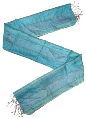 100% Silk Bhagalpuri Blue With Lines Scarves