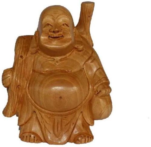 Wooden Laughing Buddha, Size : 4 Inch