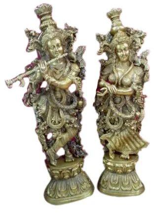 Brass Radha Krishna Statue, For Interior Decor