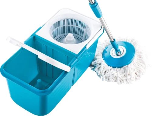 Blue Plastic Rectangular Cleaning Mop Bucket, For Domestic
