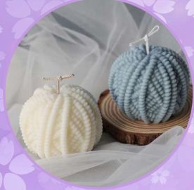 Glossy Beeswax Yarn Ball Candle For Decoration