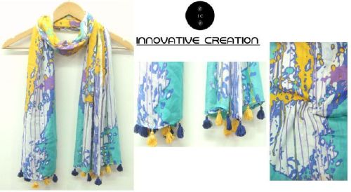 100% VISCOSE PRINT TASSLE STOLE-BARABANKI, Feature : Breath Taking Look, Comfortable, Easily Washable