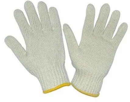 Cotton Knitted Hand Gloves, Color : White