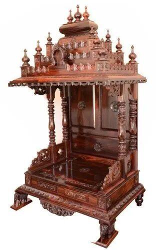 Brown Rosewood Pooja Mantap Temple