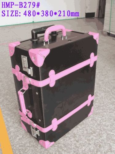 Leather Trolley Case, Wooden and Leather Luggage