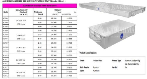 Aluminium Anodized Big Size Multipurpose Tray