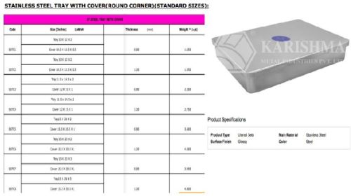 Stainless Steel Mithai Cover Tray