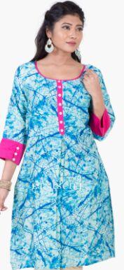 Canvas Print Styled Cotton Kurti, Length : Top Length 39 Inches