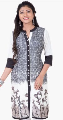 Canvas Styled Print Kurti, Pattern : Straight Cut