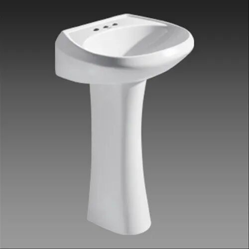 Ceramic Pedestal Wash Basin, Color : White