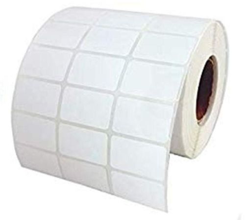 Rectangular White Plain Glossy Lamination Paper 34x22mm Barcode Label, Packaging Type : Roll