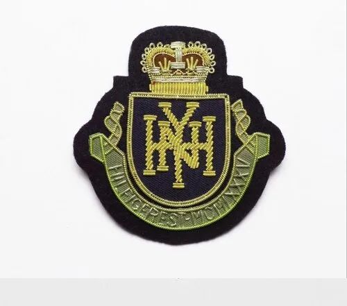 Embroidered Designer Badges, Color : Golden