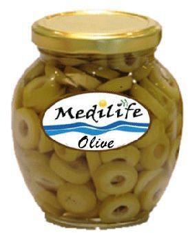 Sliced Green Olives In Glass Jar 370 Gr