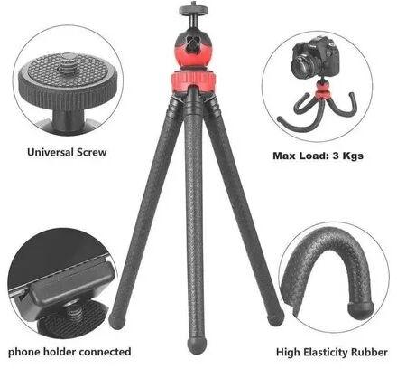 Plastic Camera Flexible Tripod, Color : Black