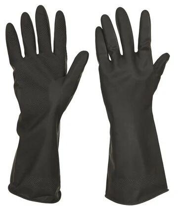 Black Rubber Safety Gloves, For Construction/Heavy Duty Work, Size : M