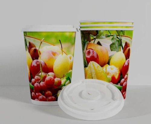 White Round Paper Cup With Paper Lid, For Covering Drinks