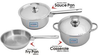 United Ucook Lifetime Stainless Steel Cookware Combo Set With Lid