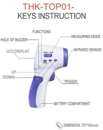 Contact Less Red Thermometer, Color : White