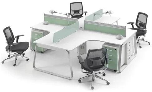 White Fibre-reinforced Plastic (FRP) Office Workstation